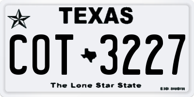 TX license plate COT3227