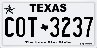 TX license plate COT3237