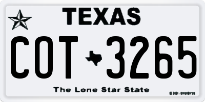 TX license plate COT3265