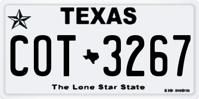 TX license plate COT3267