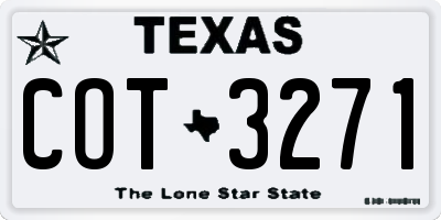 TX license plate COT3271