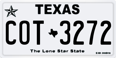 TX license plate COT3272