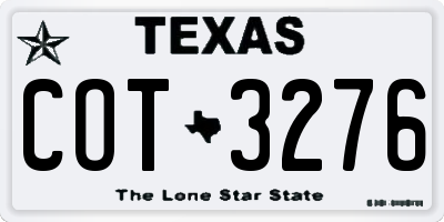 TX license plate COT3276