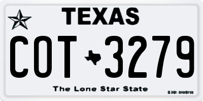 TX license plate COT3279