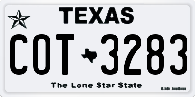 TX license plate COT3283