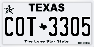 TX license plate COT3305