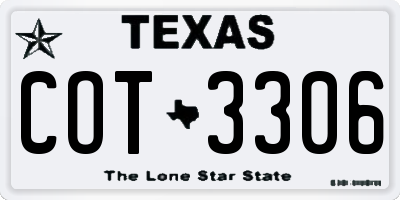 TX license plate COT3306