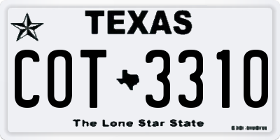 TX license plate COT3310