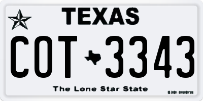 TX license plate COT3343