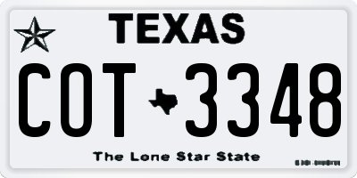 TX license plate COT3348