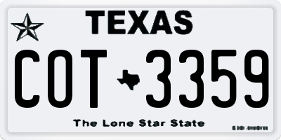 TX license plate COT3359