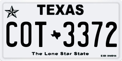 TX license plate COT3372