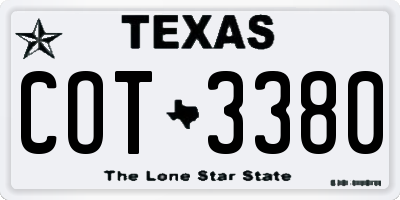 TX license plate COT3380