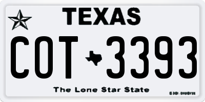 TX license plate COT3393