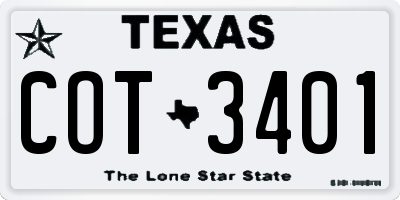 TX license plate COT3401