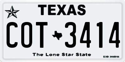 TX license plate COT3414