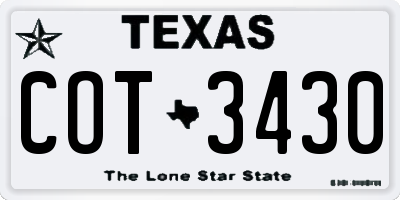 TX license plate COT3430