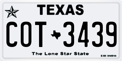 TX license plate COT3439