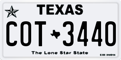TX license plate COT3440