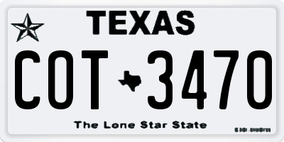 TX license plate COT3470