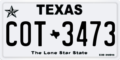TX license plate COT3473