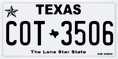 TX license plate COT3506