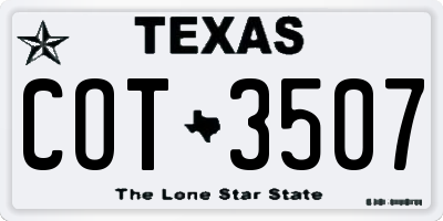 TX license plate COT3507