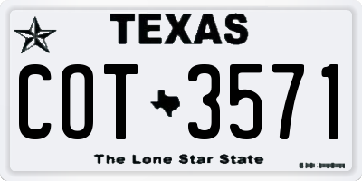 TX license plate COT3571