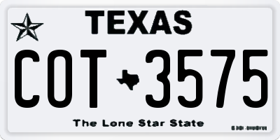 TX license plate COT3575
