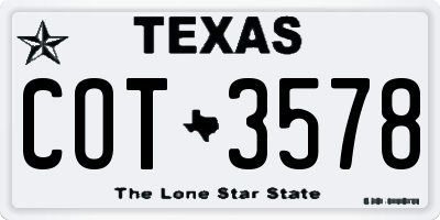 TX license plate COT3578