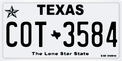 TX license plate COT3584