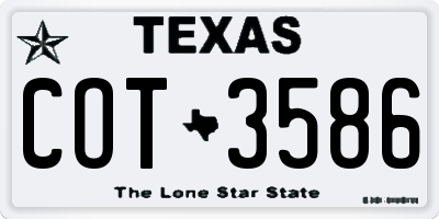 TX license plate COT3586