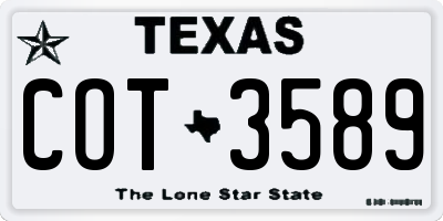 TX license plate COT3589