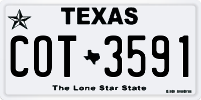 TX license plate COT3591