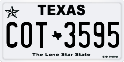 TX license plate COT3595