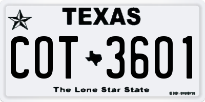 TX license plate COT3601