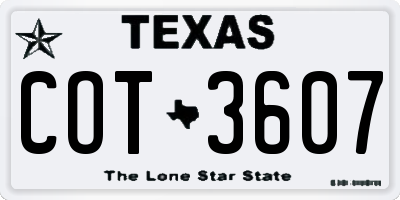 TX license plate COT3607