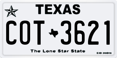 TX license plate COT3621