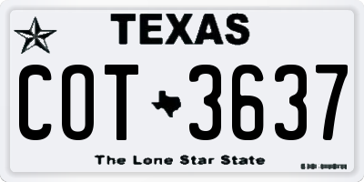 TX license plate COT3637