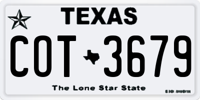 TX license plate COT3679