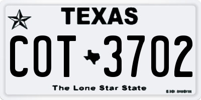 TX license plate COT3702