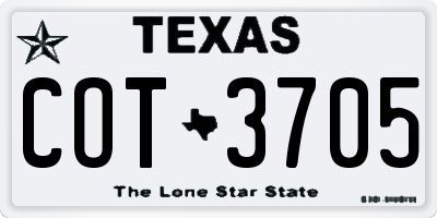 TX license plate COT3705
