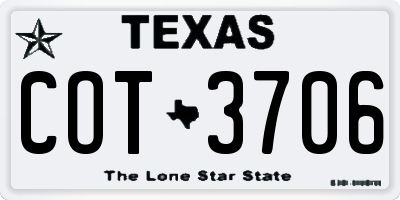 TX license plate COT3706