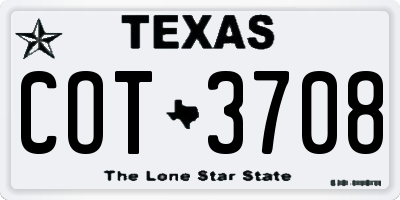TX license plate COT3708