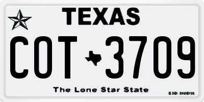 TX license plate COT3709