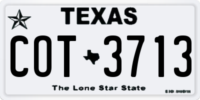 TX license plate COT3713