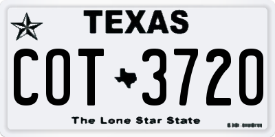 TX license plate COT3720