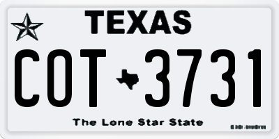 TX license plate COT3731