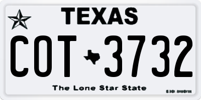 TX license plate COT3732