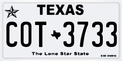 TX license plate COT3733